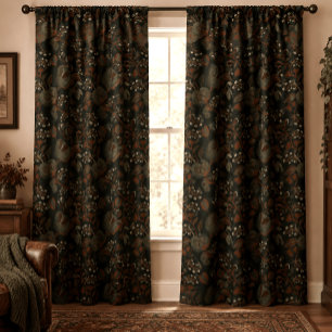 Dark Moody Vintage Floral Gothic Cottage Blackout Curtains