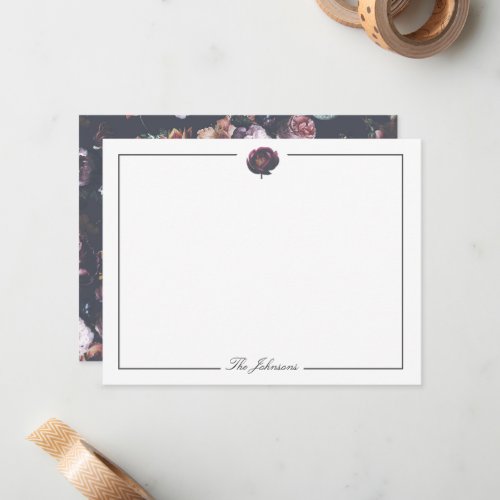 Dark Moody Vintage Floral Personalized Stationery Note Card