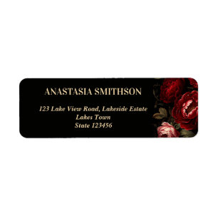 Dark moody vintage roses gothic wedding label