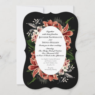Dark Moody Wedding Invitation QR Code Botanical