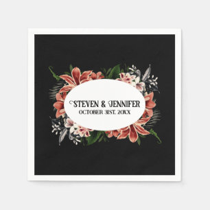 Dark & Moody Wedding Napkins Personalized Names