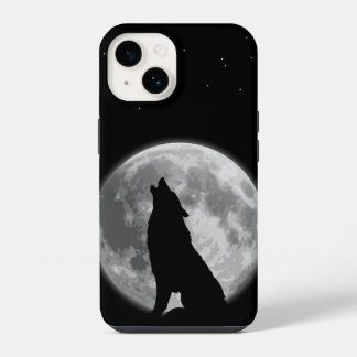 Dark Moon and Howling Wolf Gothic Night Sky Art iPhone 14 Case