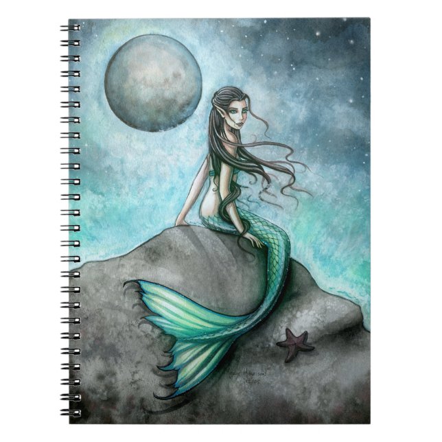 Dark Moon Mermaid Fantasy Art Notebook (Front)
