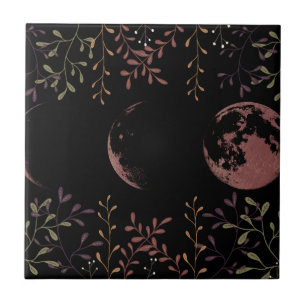 Dark Moon Phases Ceramic Tile