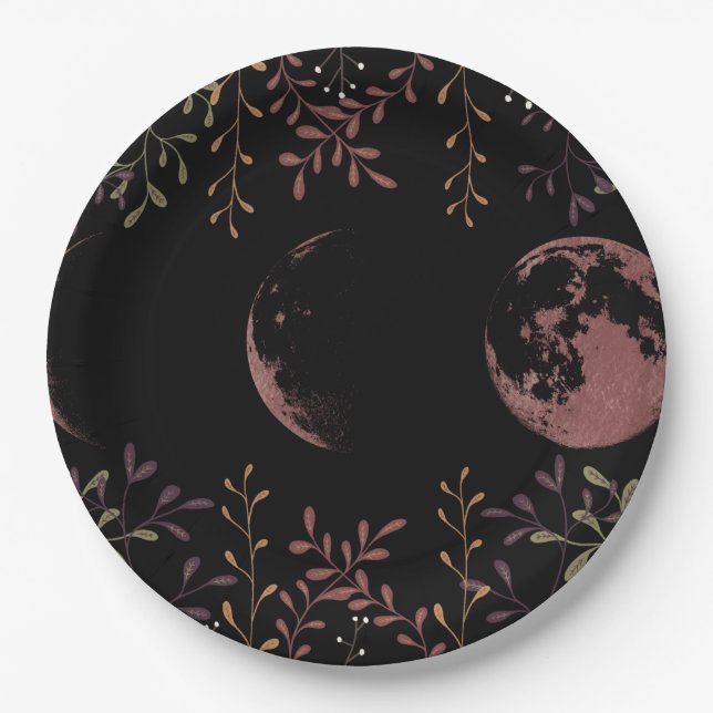 Dark Moon Phases Paper Plates (Front)