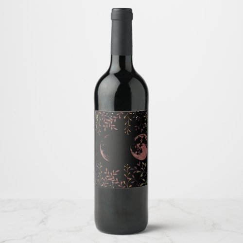 Dark Moon Phases Wine Label