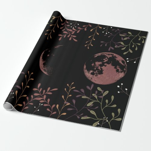 Dark Moon Phases Wrapping Paper