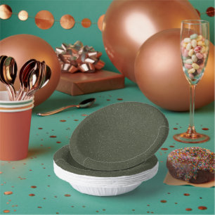 Dark Moss Glitter-Look Paper Plate – Customizable Bowls