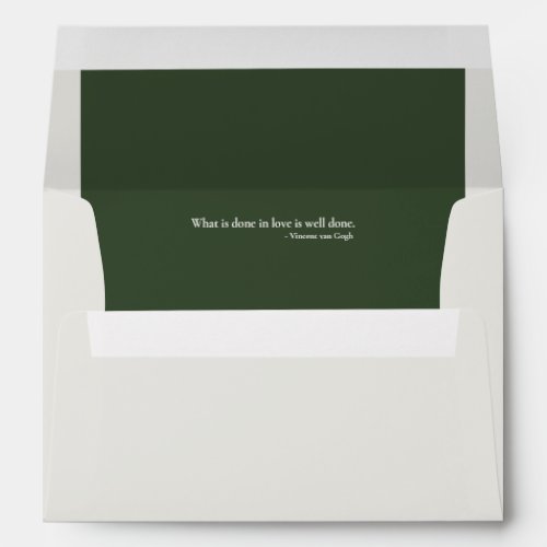Dark Moss Green  Alabaster â Minimalist Quote Envelope
