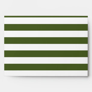 Dark Moss Green and White Stripes Envelope