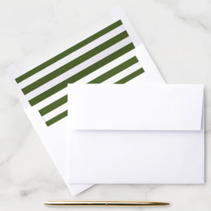 Dark Moss Green and White Stripes Envelope Liner