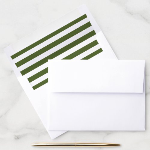 Dark Moss Green and White Stripes Envelope Liner