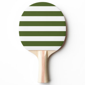 Dark Moss Green and White Stripes Ping Pong Paddle