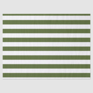 Dark Moss Green and White Stripes Tissue Paper