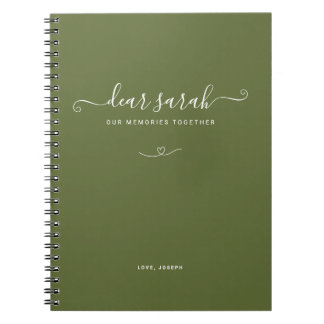 Dark Moss Green Couple Memory Keepsake Notebook