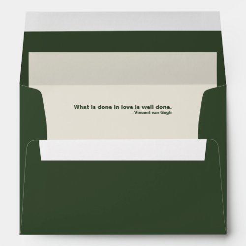 Dark Moss Green  Minimalist Interior Quote Envelope