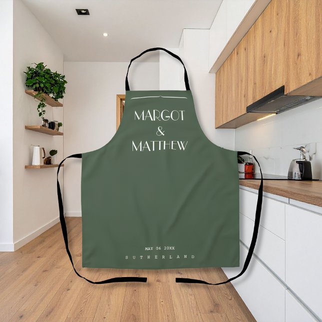 Dark Moss Green Minimalist Scandi Wedding  Apron (Creator Uploaded)