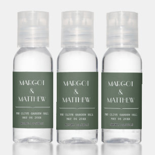 Dark Moss Green Minimalist Scandi Wedding Hand Sanitizer