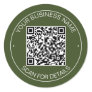 Dark Moss Green QR Code Smart Contact Classic Round Sticker
