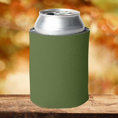 Dark Moss Green Solid Color Can Cooler