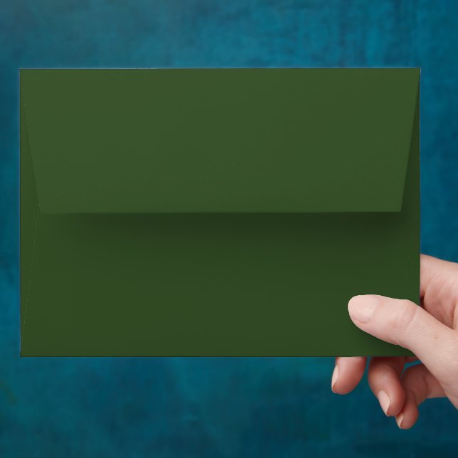 Dark Moss Green Solid Color Envelope (Hand)