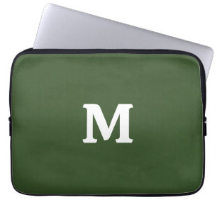Dark Moss Green Solid Color Laptop Sleeve