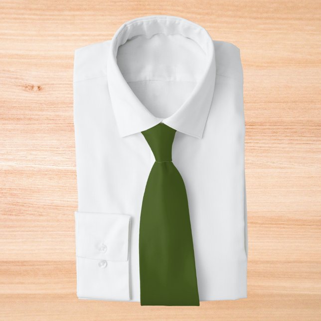 Dark Moss Green Solid Color Neck Tie (Creator Uploaded)