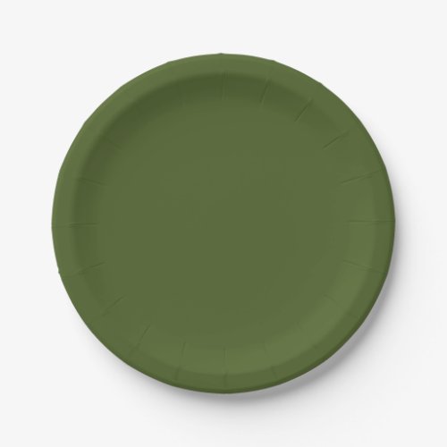 Dark Moss Green Solid Color Paper Plates