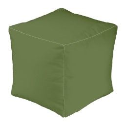 Dark Moss Green Solid Color Pouf