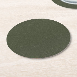 Dark Moss Green Textured Paper Coaster – Customize