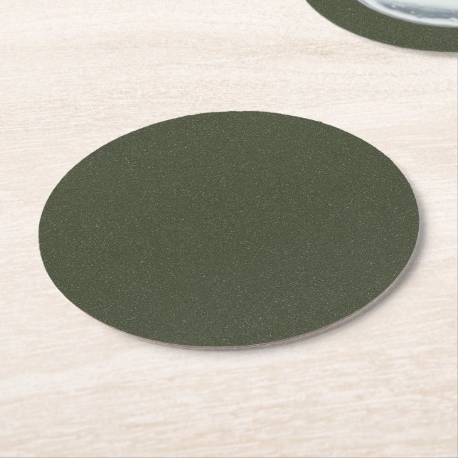 Dark Moss Green Textured Paper Coaster – Customize (Angled)