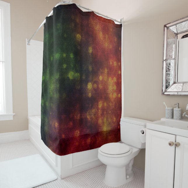 Dark Multi Color Bokeh Circles 2 Shower Curtain (In Situ)