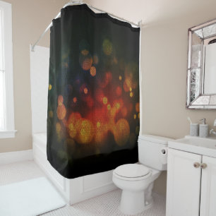 Dark Multi Color Bokeh Circles Shower Curtain