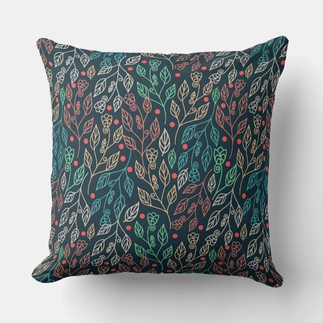 Dark Multicolor Leaves    Throw Pillow (Front)
