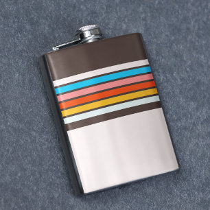 Dark Multicolor Vintage Style Stripes Flask