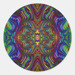 ~ Dark Multicoloured Fractal ~ Classic Round Sticker