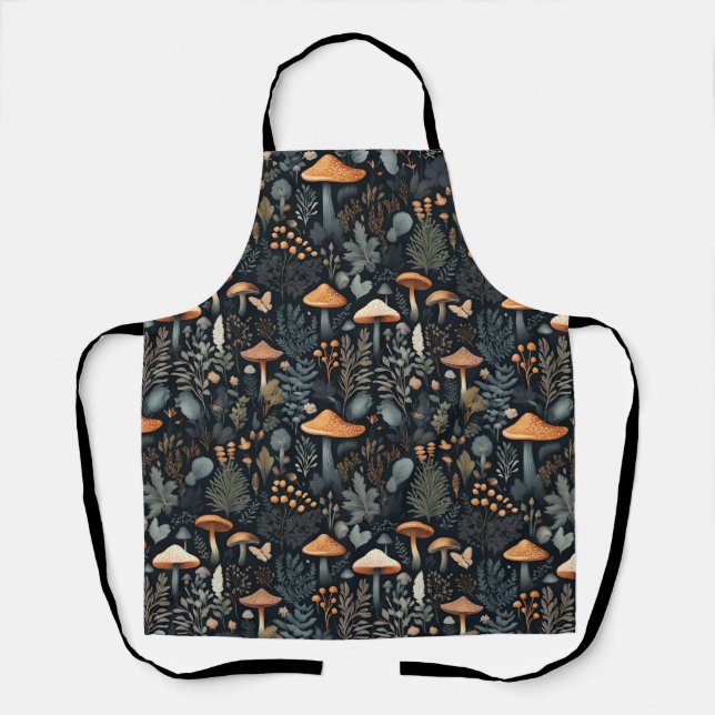 Dark Mushroom Cottagecore Pattern Apron (Front)