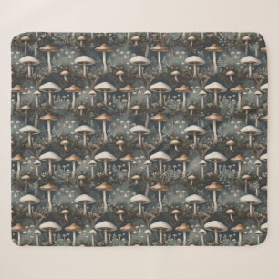 Dark Mushroom Cottagecore Pattern Sherpa Blanket