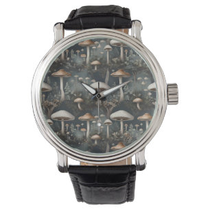 Dark Mushroom Cottagecore Pattern Watch