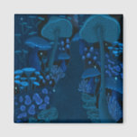 Dark Mushroom Fantasy Navy Blue Magnet<br><div class="desc">This magnet features a dark mushroom forest fantasy scene with enchanted glowing fungi in shades of blue and green. The mushrooms vary in size and shape,  some small and delicate,  others tall and towering. The glowing mushrooms form a canopy over a path that leads deeper into the fungi wonderland.</div>