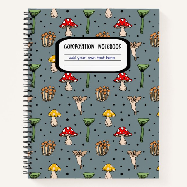 Dark Mushroom Pattern Composition Notebook (Front)