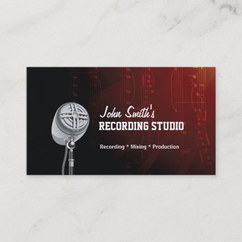 Dark Music Notes Recording Studio Business Card