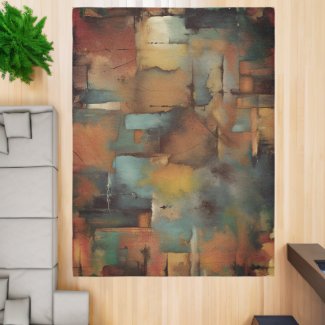 Dark Muted Autumn Patchwork Abstract