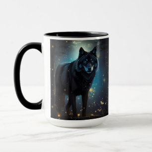 Dark Mysterious Black Wolf Mug