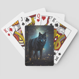Dark Mysterious Black Wolf Poker Cards