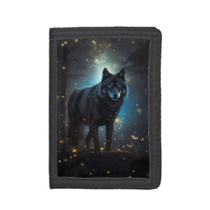 Dark Mysterious Black Wolf Tri-fold Wallet