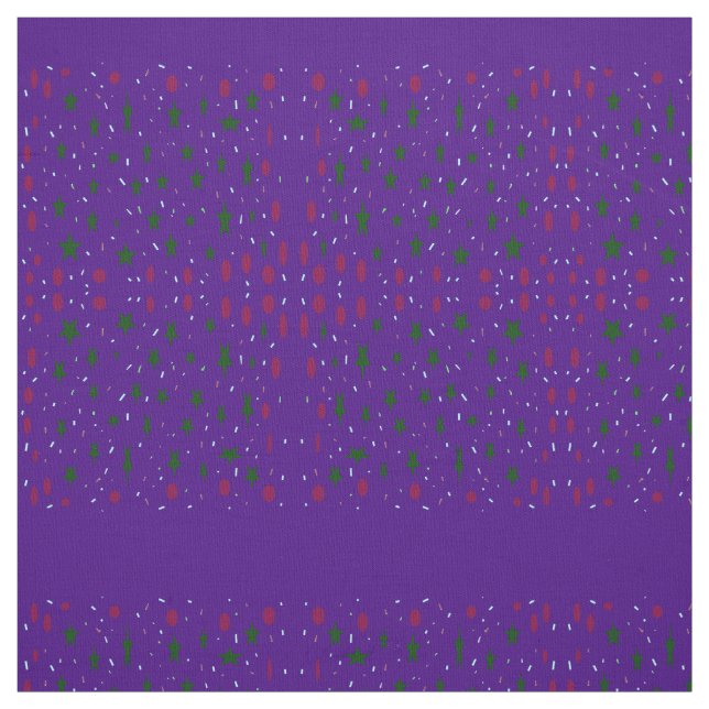 Dark mystery deep purple patterned red green fabric (Swatch)