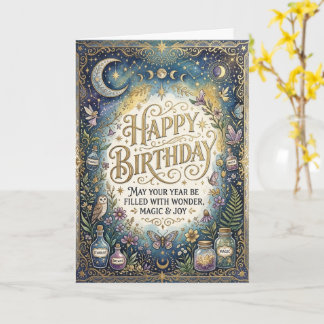 Dark Mystical Celestial Magic Happy Birthday Card