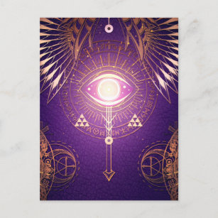 Dark Mystical Eye of Eternity Occult Symbol Purple Postcard