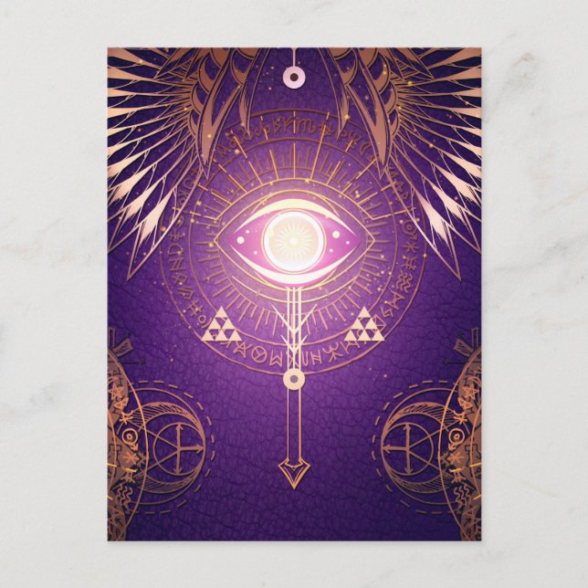 Dark Mystical Eye of Eternity Occult Symbol Purple Postcard (Front)